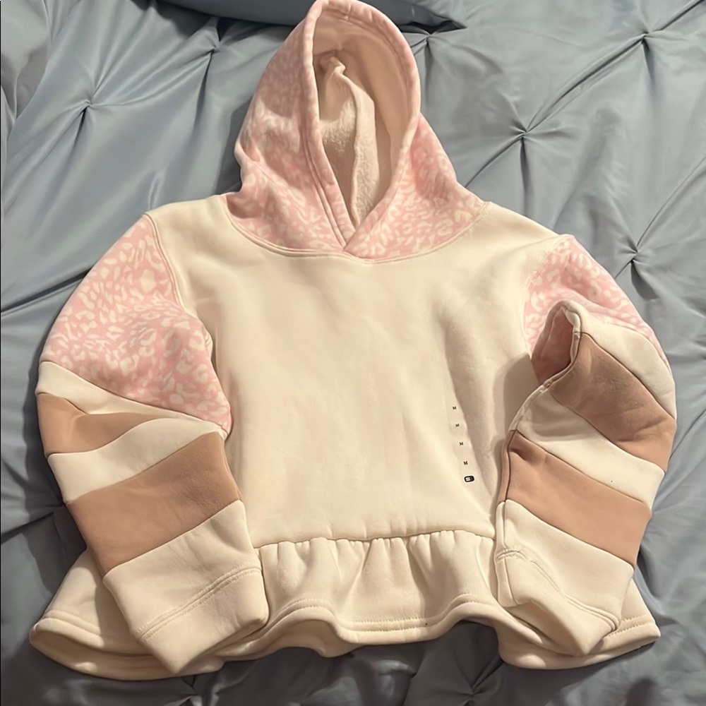 Girls Medium Pink and Cream Hoodie